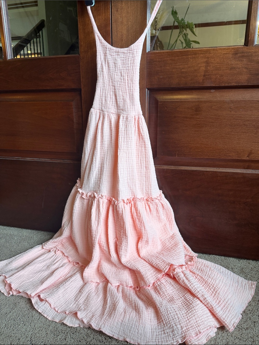 Girls' coral Tiered Muslin Sundress Indie Blue with strapy back